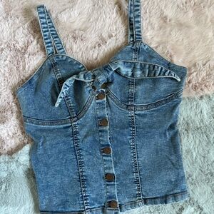 Love trends denim button up bustier top